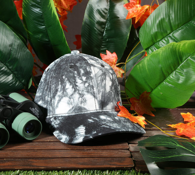 Vulpera Monochrome Swirl Premium Baseball Cap | Black & White Tie-Dye