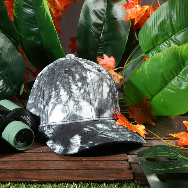 Vulpera Monochrome Swirl Premium Baseball Cap | Black & White Tie-Dye
