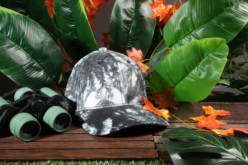 Vulpera Monochrome Swirl Premium Baseball Cap | Black & White Tie-Dye