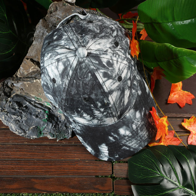 Vulpera Monochrome Swirl Premium Baseball Cap | Black & White Tie-Dye
