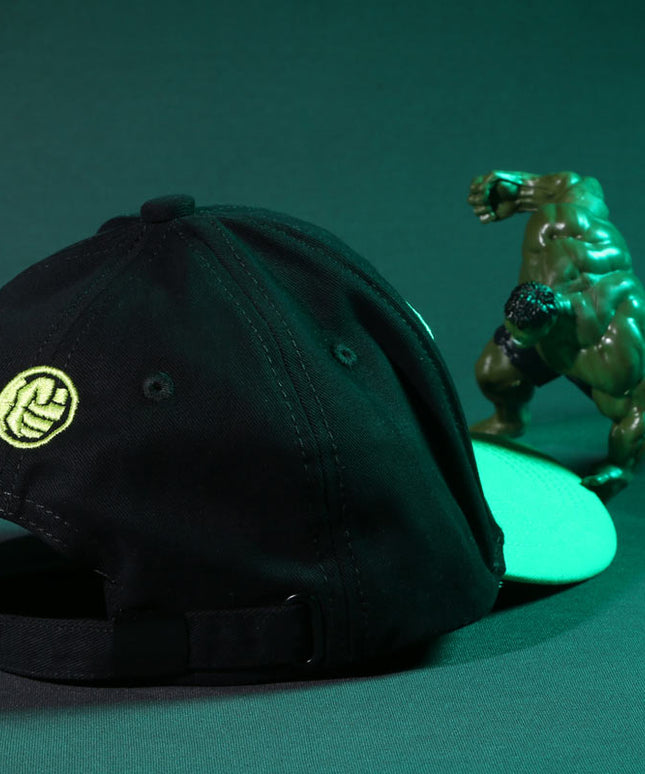 Vulpera x Marvel Official Hulk Premium Baseball Cap | 3D Embroidery | Black & Neon Green