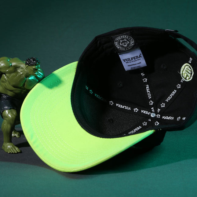 Vulpera x Marvel Official Hulk Premium Baseball Cap | 3D Embroidery | Black & Neon Green