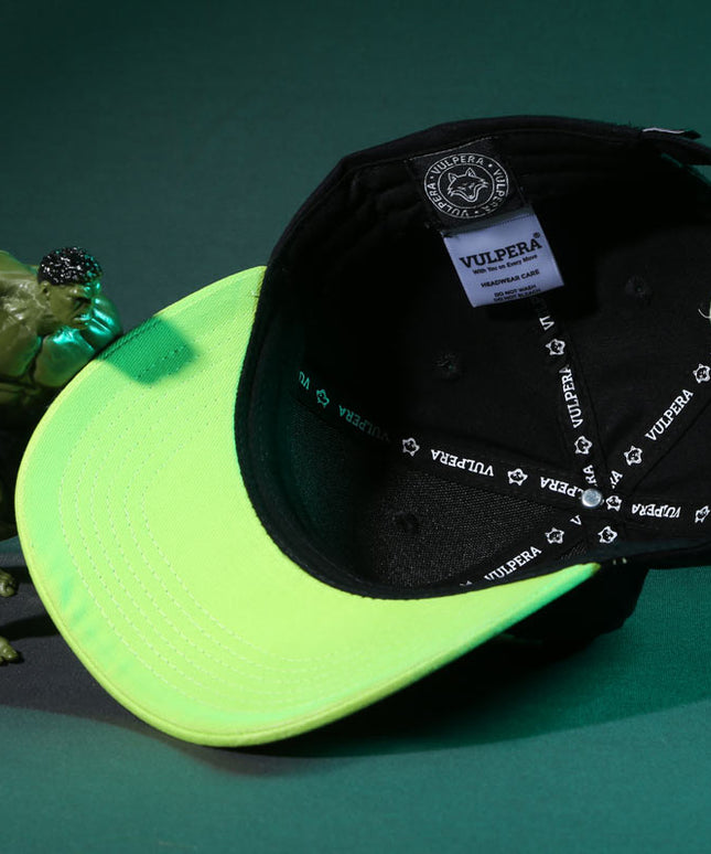 Vulpera x Marvel Official Hulk Premium Baseball Cap | 3D Embroidery | Black & Neon Green