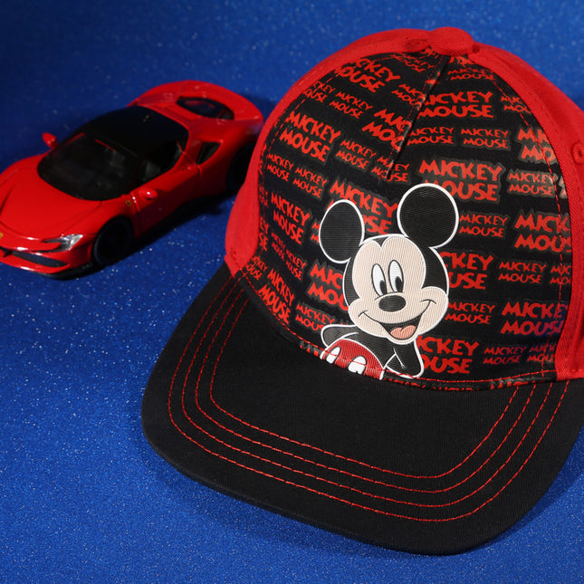 Vulpera x Disney Mickey Mouse Licensed Baseball Cap | Red Retro Print | Kids Cap