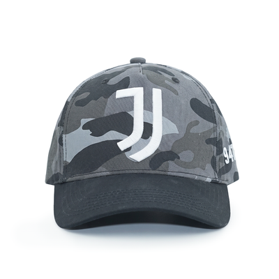 Vulpera x Juventus Official Premium Baseball Cap | Black Grey Camo | Silicone Logo | Cotton Twill