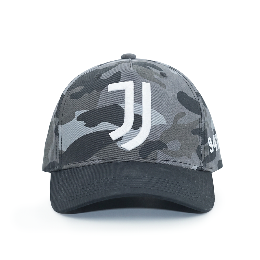 Vulpera x Juventus Official Premium Baseball Cap | Black Grey Camo | Silicone Logo | Cotton Twill