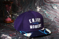 Vulpera Enjoy Every Moment Premium Baseball Cap | Violet Designer Visor Cap with 3D Embroidery