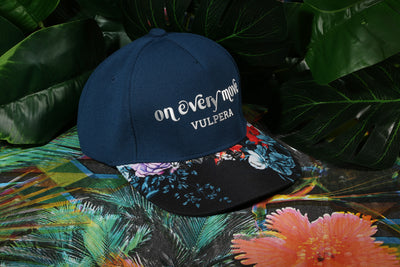 Vulpera On Every Move Premium Baseball Cap | Navy Designer Cap with Floral Visor & 3D Logo
