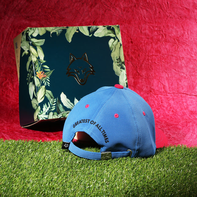 Vulpera GOAT Edition Premium Baseball Cap | Blue Pink Contrast Cap with 3D GOAT Embroidery
