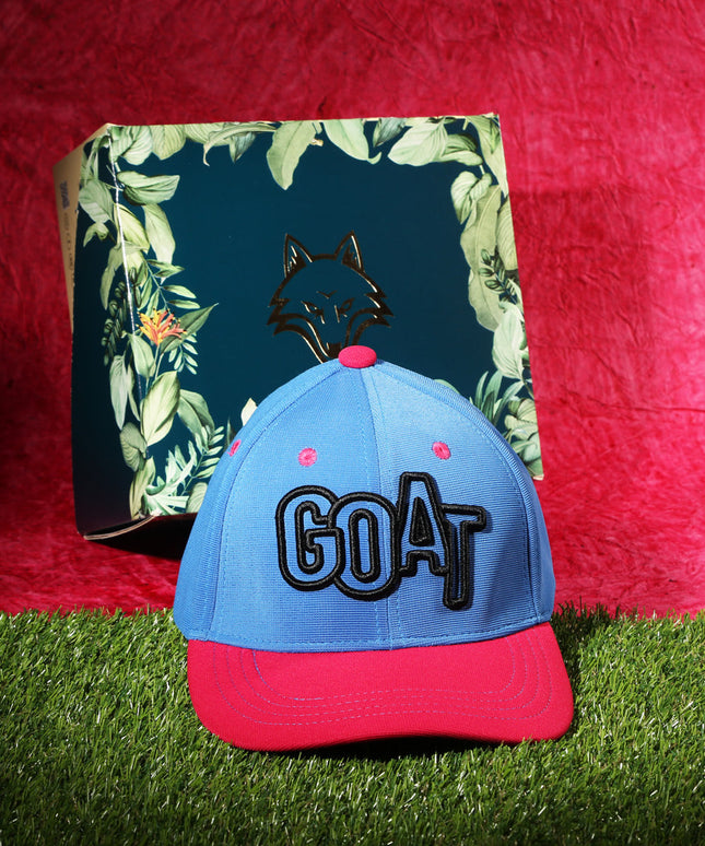 Vulpera GOAT Edition Premium Baseball Cap | Blue Pink Contrast Cap with 3D GOAT Embroidery