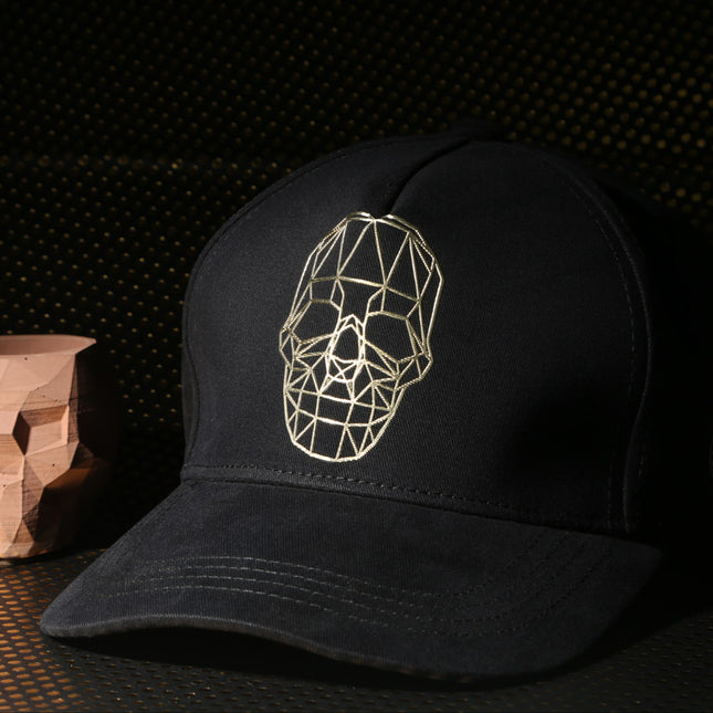 Vulpera Designer Mindframe Premium Baseball Cap – Geometric Skull Embroidery | Cotton Twill 275+ GSM
