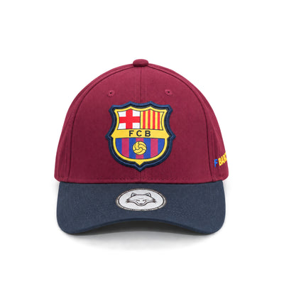 Vulpera x FC Barcelona Official Premium Baseball Cap | Texturised Crest | Maroon & Navy