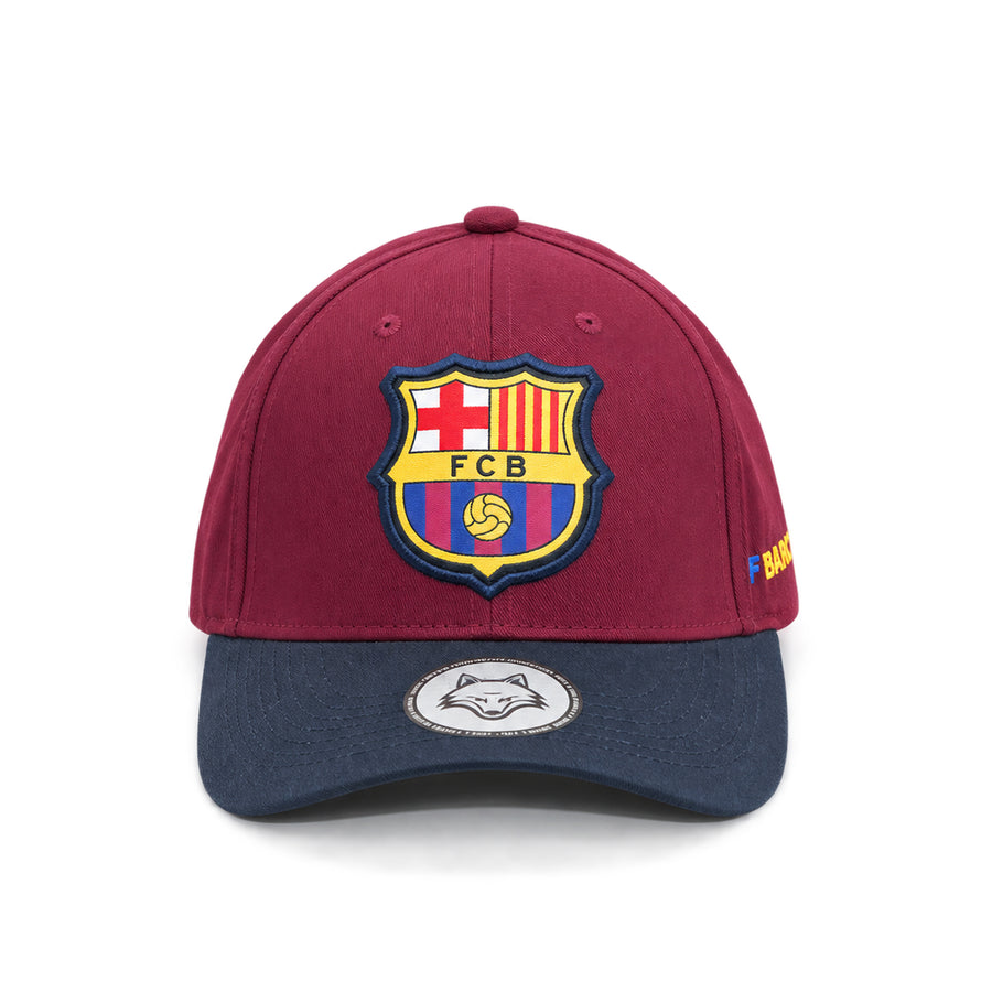 Vulpera x FC Barcelona Official Premium Baseball Cap | Texturised Crest | Maroon & Navy
