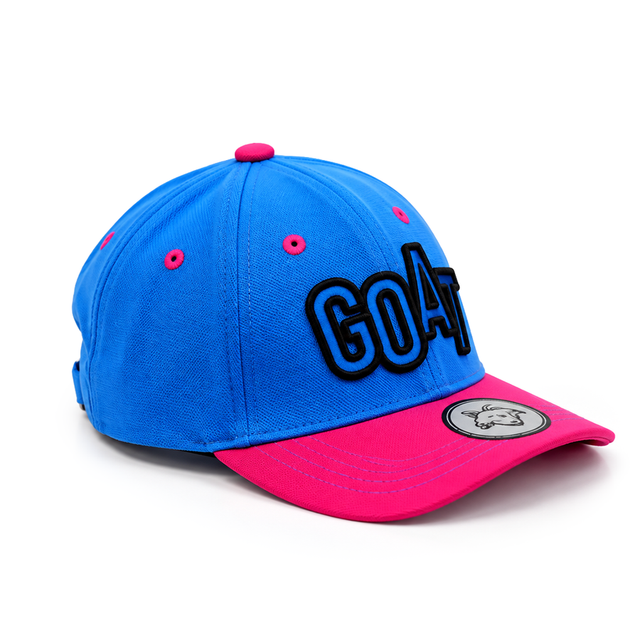 Vulpera GOAT Edition Premium Baseball Cap | Blue Pink Contrast Cap with 3D GOAT Embroidery