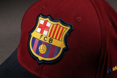 Vulpera x FC Barcelona Official Premium Baseball Cap | Texturised Crest | Maroon & Navy