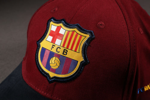 Vulpera x FC Barcelona Official Premium Baseball Cap | Texturised Crest | Maroon & Navy