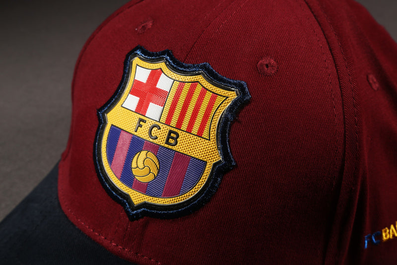 Vulpera x FC Barcelona Official Premium Baseball Cap | Texturised Crest | Maroon & Navy