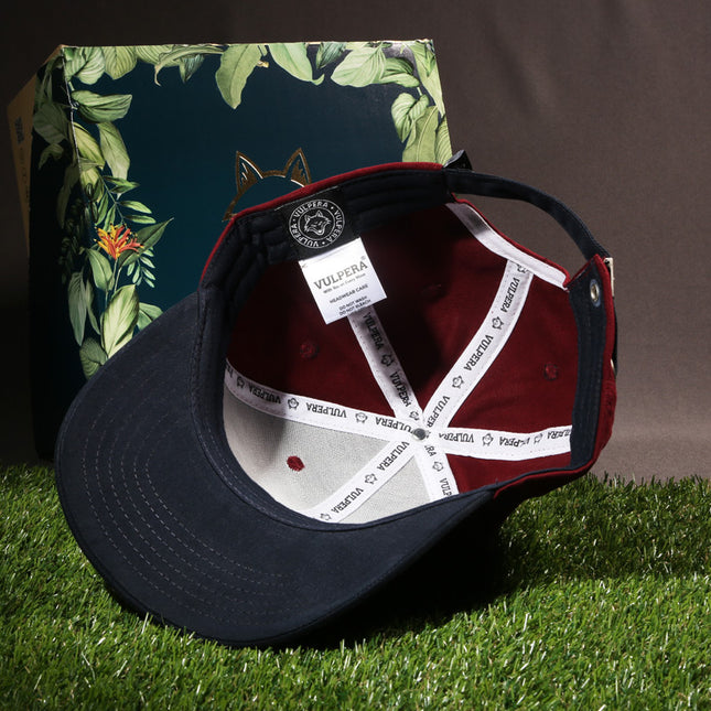 Vulpera x FC Barcelona Official Premium Baseball Cap | Texturised Crest | Maroon & Navy