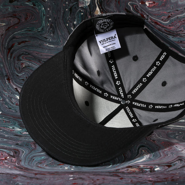 Vulpera x Juventus Official Premium Baseball Cap | Black Grey Camo | Silicone Logo | Cotton Twill