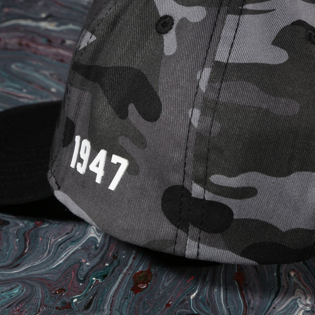 Vulpera x Juventus Official Premium Baseball Cap | Black Grey Camo | Silicone Logo | Cotton Twill