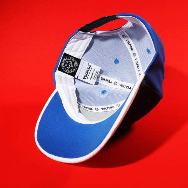 Vulpera Royal Crest Premium Baseball Cap | High-Density Silicone Logo | Royal Blue & White | Heavy Polyester 300+ GSM