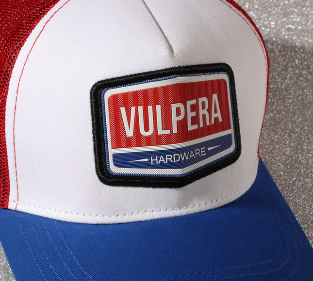 Vulpera Hardware Edition Premium Trucker Cap | Tricolour Red White Blue Mesh Baseball Cap