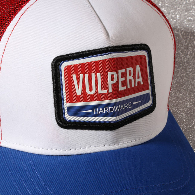 Vulpera Hardware Edition Premium Trucker Cap | Tricolour Red White Blue Mesh Baseball Cap