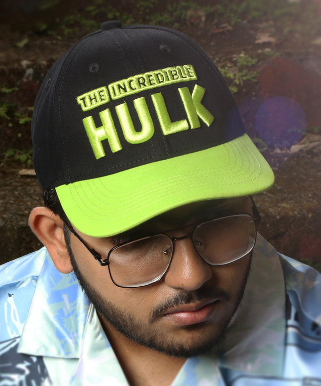 Vulpera x Marvel Official Hulk Premium Baseball Cap | 3D Embroidery | Black & Neon Green
