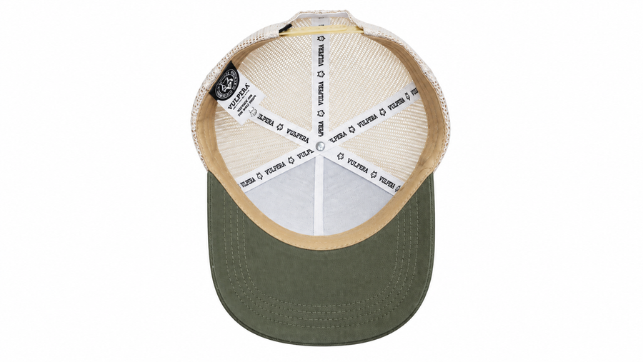 Vulpera Originals Premium Trucker Cap with PU Leather Patch | Grey & Off White Mesh Baseball Cap | Adjustable Snapback