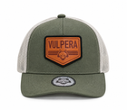 Vulpera Originals Premium Trucker Cap with PU Leather Patch | Grey & Off White Mesh Baseball Cap | Adjustable Snapback
