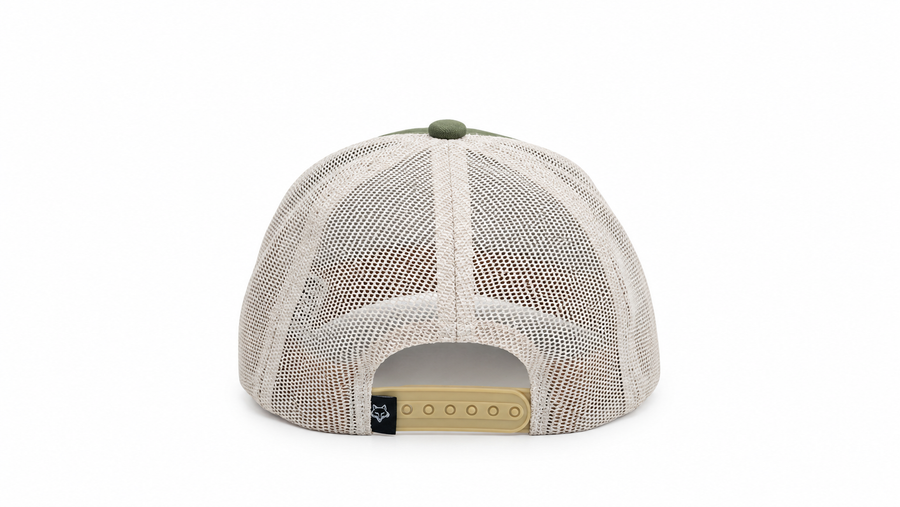 Vulpera Originals Premium Trucker Cap with PU Leather Patch | Grey & Off White Mesh Baseball Cap | Adjustable Snapback