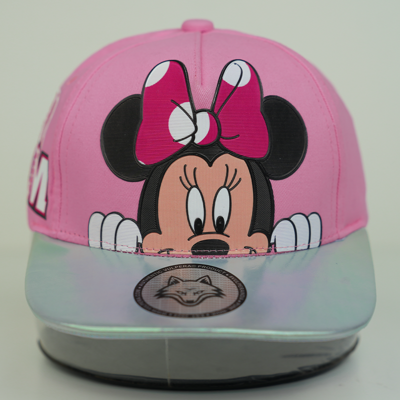 Vulpera x Disney Minnie Mouse Licensed Baseball Cap | Pink Rainbow Visor | Kids Cap