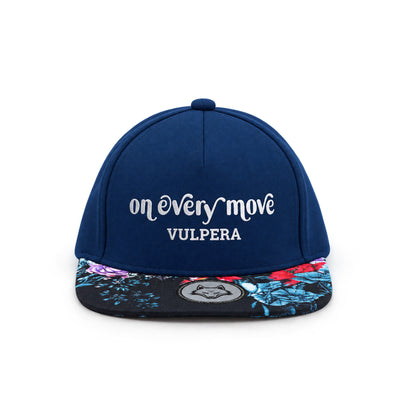 Vulpera On Every Move Premium Baseball Cap | Navy Designer Cap with Floral Visor & 3D Logo