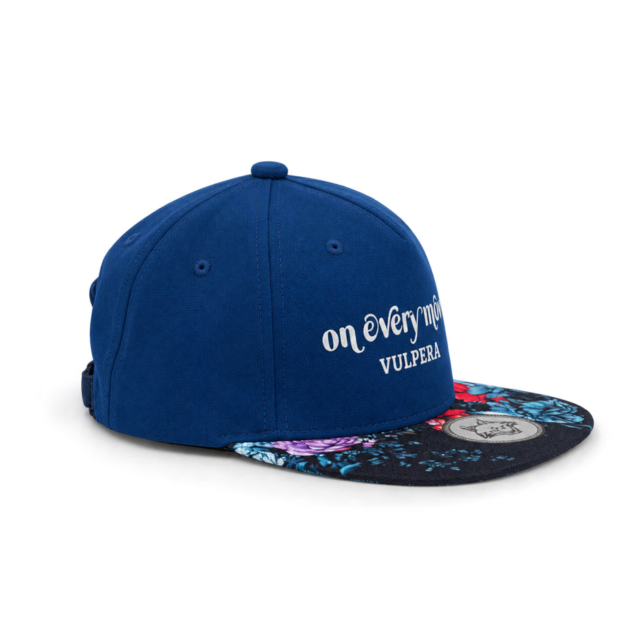 Vulpera On Every Move Premium Baseball Cap | Navy Designer Cap with Floral Visor & 3D Logo
